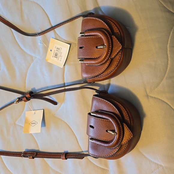 Fossil Harwell Leather Mini Flap Crossbody.  NWT.  Brown - Picture 1 of 16